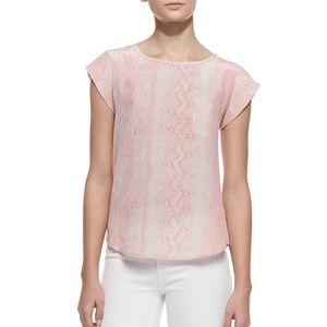 100% Silk Short Sleeve Blouse XS